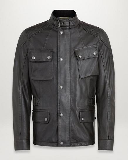 Veste Moto Cuir Belstaff Homme Turner Noir Soldes SR8415236